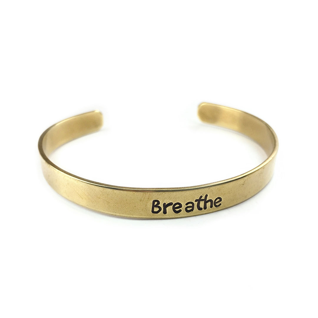 cuff bracelet with breathe message