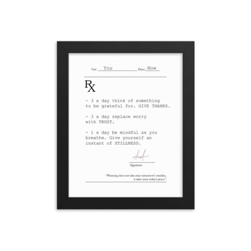 Framed Poster Print with prescription for happiness
